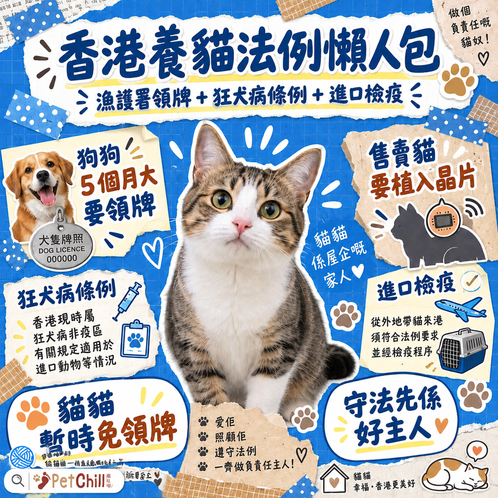 香港養貓法例懶人包：漁護署領牌＋狂犬病條例＋進口檢疫