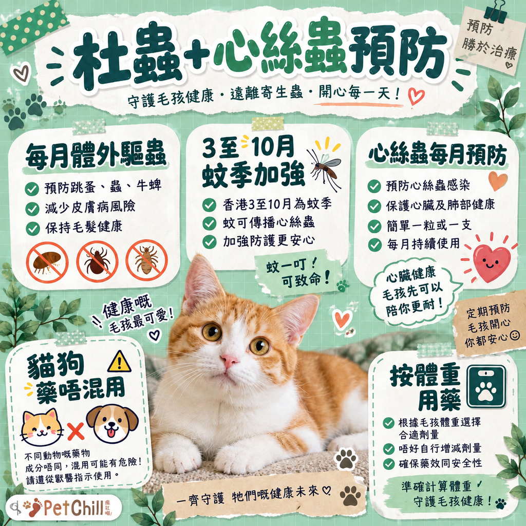 疫苗杜蟲絕育互動年曆|香港貓咪全齡時間軸 配圖